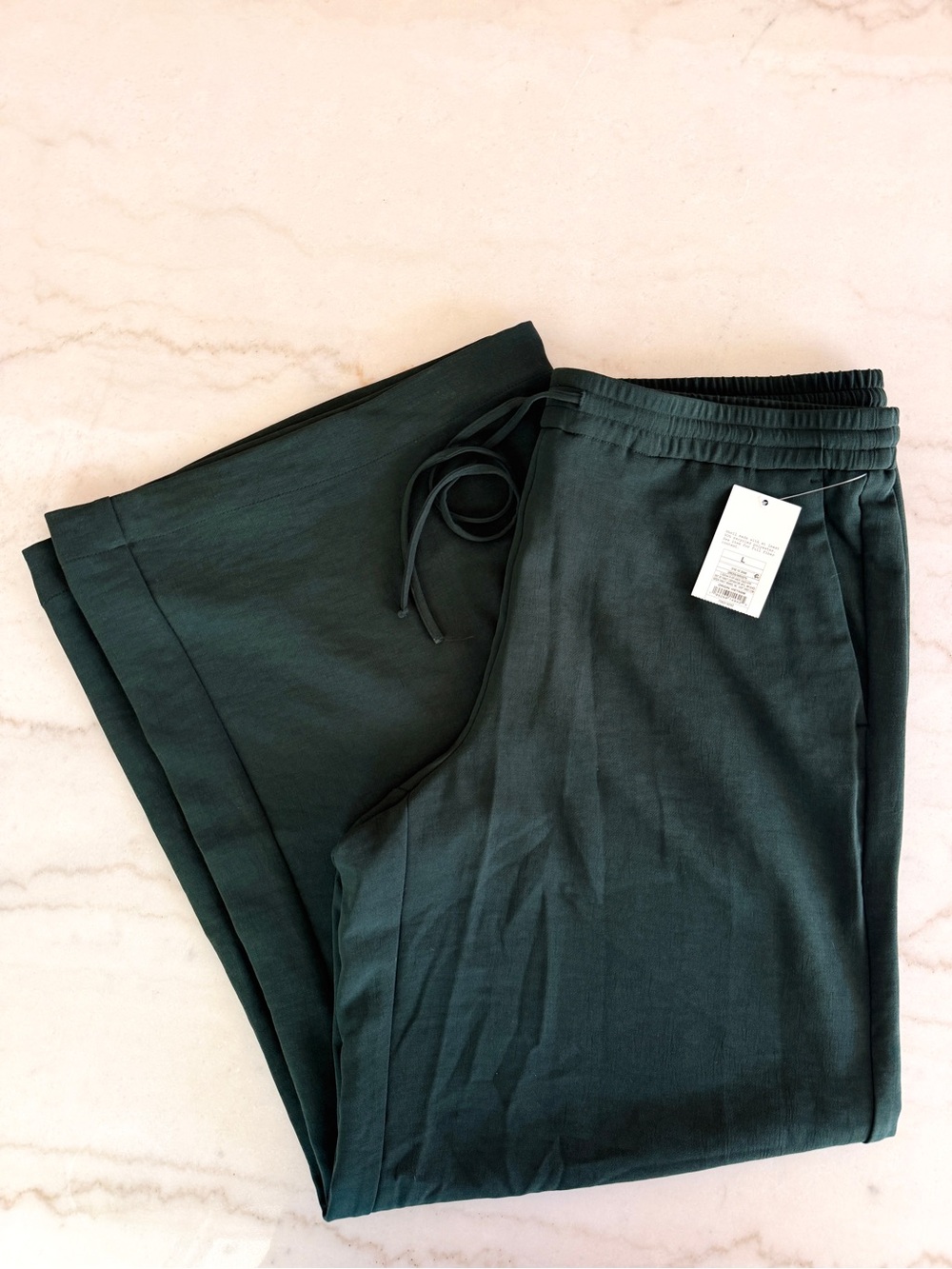 a new day Wide Leg Drawstring Pants in Dark Green